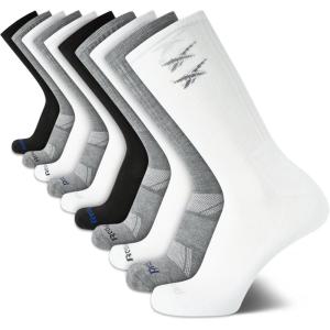imageReebok Mens Crew Socks  10 Pack Stretch Performance Cushioned Crew Socks  Arch Support Athletic Socks for Men 6125BlackWhiteGrey