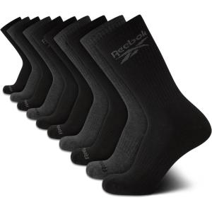 imageReebok Mens Crew Socks  10 Pack Stretch Performance Cushioned Crew Socks  Arch Support Athletic Socks for Men 6125Grey Assorted