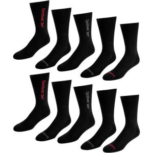 imageReebok Mens Crew Socks  10 Pack Stretch Performance Cushioned Crew Socks  Arch Support Athletic Socks for Men 6125Oil Black