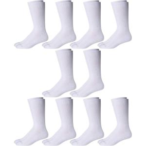 imageReebok Mens Crew Socks  10 Pack Stretch Performance Cushioned Crew Socks  Arch Support Athletic Socks for Men 6125White 2