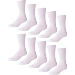 imageReebok Mens Crew Socks  10 Pack Stretch Performance Cushioned Crew Socks  Arch Support Athletic Socks for Men 6125White 4