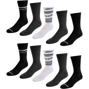 imageReebok Mens Crew Socks  10 Pack Stretch Performance Cushioned Crew Socks  Arch Support Athletic Socks for Men 6125WhiteGreyBlack