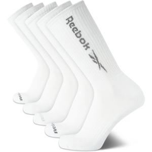 imageReebok Mens Crew Socks  5 Pack Breathable Cushioned MoistureWicking Athletic Performance Running Socks for Men 6125All White