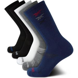imageReebok Mens Crew Socks  5 Pack Breathable Cushioned MoistureWicking Athletic Performance Running Socks for Men 6125Assorted