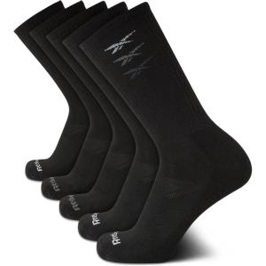 imageReebok Mens Crew Socks  5 Pack Breathable Cushioned MoistureWicking Athletic Performance Running Socks for Men 6125Black