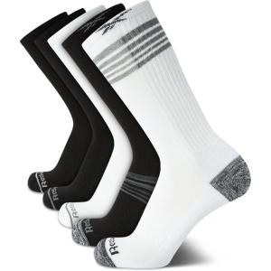 imageReebok Mens Crew Socks  5 Pack Breathable Cushioned MoistureWicking Athletic Performance Running Socks for Men 6125BlackWhite
