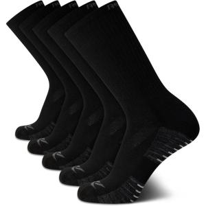 imageReebok Mens Crew Socks  5 Pack Breathable Cushioned MoistureWicking Athletic Performance Running Socks for Men 6125Classic Black