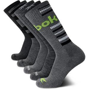 imageReebok Mens Crew Socks  5 Pack Breathable Cushioned MoistureWicking Athletic Performance Running Socks for Men 6125Grey Assorted