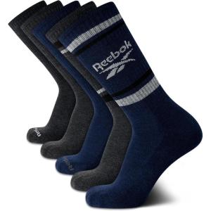 imageReebok Mens Crew Socks  5 Pack Breathable Cushioned MoistureWicking Athletic Performance Running Socks for Men 6125Navy