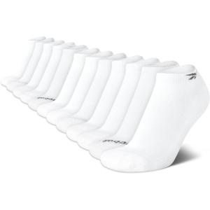 imageReebok Mens Low Cut Socks  12 Pack Performance Cushion Comfort No Show Socks  Breathable Athletic Socks for Men 6125All White