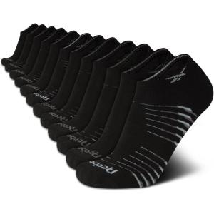 imageReebok Mens Low Cut Socks  12 Pack Performance Cushion Comfort No Show Socks  Breathable Athletic Socks for Men 6125Black Stripe