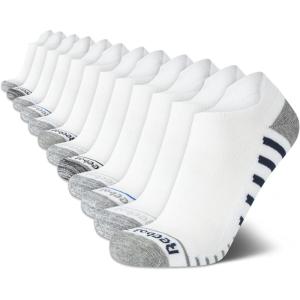 imageReebok Mens Low Cut Socks  12 Pack Performance Cushion Comfort No Show Socks  Breathable Athletic Socks for Men 6125Grey Stripe Multi