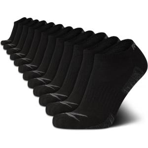 imageReebok Mens Low Cut Socks  12 Pack Performance Cushion Comfort No Show Socks  Breathable Athletic Socks for Men 6125Pure Black