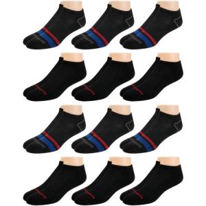 imageReebok Mens Low Cut Socks  12 Pack Performance Cushion Comfort No Show Socks  Breathable Athletic Socks for Men 6125Stripes Black