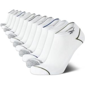 imageReebok Mens Low Cut Socks  12 Pack Performance Cushion Comfort No Show Socks  Breathable Athletic Socks for Men 6125White Assorted