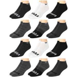 imageReebok Mens Low Cut Socks  12 Pack Performance Cushion Comfort No Show Socks  Breathable Athletic Socks for Men 6125White Assortment
