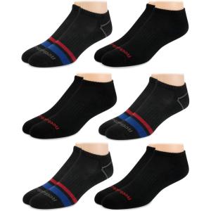 imageReebok Mens Low Cut Socks  6 Pack Basic Cushioned No Show Athletic Socks for Men Size 6125Stripes BlackRed