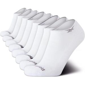 imageReebok Mens Low Cut Socks  8 Pack Stretch Performance Basic No Show  Flat Athletic Socks for Men Shoe Size 6125White Logo