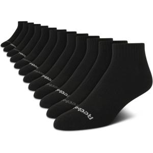 imageReebok Mens Quarter Socks  12 Pack Performance Comfort Athletic Socks  Breathable Ankle Socks for Men 6125All Black