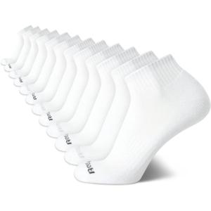 imageReebok Mens Quarter Socks  12 Pack Performance Comfort Athletic Socks  Breathable Ankle Socks for Men 6125All White