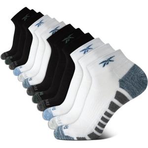 imageReebok Mens Quarter Socks  12 Pack Performance Comfort Athletic Socks  Breathable Ankle Socks for Men 6125Black White