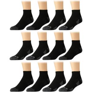 imageReebok Mens Quarter Socks  12 Pack Performance Comfort Athletic Socks  Breathable Ankle Socks for Men 6125Solid Black