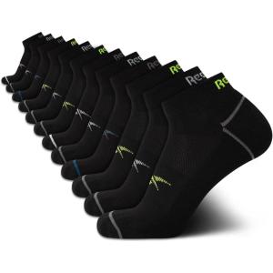 imageReebok Mens Quarter Socks  12 Pack Soft Performance Quarter Socks for Men  Breathable Mens Athletic Socks Size 6125All Black