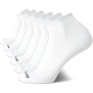 imageReebok Mens Quarter Socks  6 Pack Cushion Quarter Cut Ankle Socks for Men  Breathable Mens Athletic Socks Size 6125All White