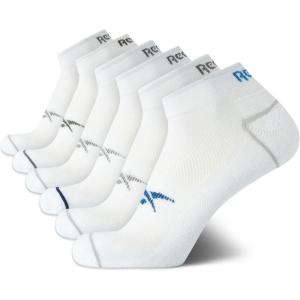 imageReebok Mens Quarter Socks  6 Pack Cushion Quarter Cut Ankle Socks for Men  Breathable Mens Athletic Socks Size 6125Bright White