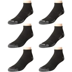 imageReebok Mens Quarter Socks  6 Pack Cushion Quarter Cut Ankle Socks for Men  Breathable Mens Athletic Socks Size 6125Oil Black