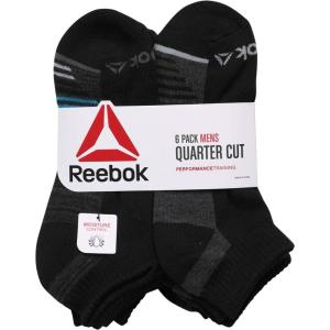 imageReebok Mens Quarter Socks  6 Pack Cushion Quarter Cut Ankle Socks for Men  Breathable Mens Athletic Socks Size 6125Shadow Black