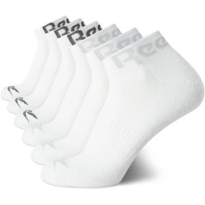 imageReebok Mens Quarter Socks  6 Pack Cushion Quarter Cut Ankle Socks for Men  Breathable Mens Athletic Socks Size 6125White