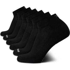 imageReebok Mens Quarter Socks  6 Pack Moisture Wicking Performance Stretch Athletic Ankle Socks for Men Sizes 6125Black