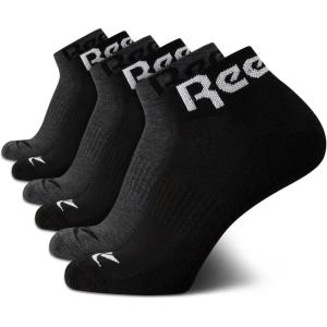 imageReebok Mens Quarter Socks  6 Pack Moisture Wicking Performance Stretch Athletic Ankle Socks for Men Sizes 6125BlackGrey Logo