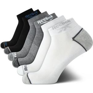 imageReebok Mens Quarter Socks  6 Pack Moisture Wicking Performance Stretch Athletic Ankle Socks for Men Sizes 6125BlackGreyWhite