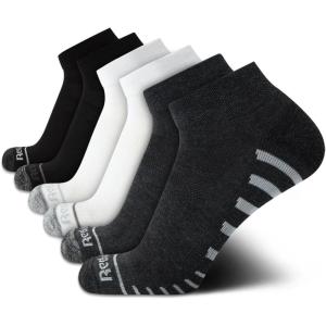 imageReebok Mens Quarter Socks  6 Pack Moisture Wicking Performance Stretch Athletic Ankle Socks for Men Sizes 6125GreyWhiteBlack