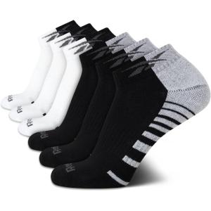imageReebok Mens Quarter Socks  6 Pack Moisture Wicking Performance Stretch Athletic Ankle Socks for Men Sizes 6125WhiteBlack