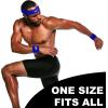 image3pc Unisex Athletic Sweatband Set  225in Workout Headband ampamp 325in Wristbands wStay Dry Technology Terry Cloth Band MoistureWicking Fabric  Quality Fitness Accessories for Active ComfortReebokBlue