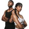 image3pc Unisex Athletic Sweatband Set  225in Workout Headband ampamp 325in Wristbands wStay Dry Technology Terry Cloth Band MoistureWicking Fabric  Quality Fitness Accessories for Active ComfortReebokBlack