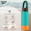 imageReebok Stainless Steel Sports Water Bottle  Double Wall Vacuum Insulated Leakproof BPA Free with Paracord Handle  Ideal for Work Travel Outdoor Gym Pack of 1 32 oz PurpleTeal