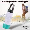imageReebok Stainless Steel Sports Water Bottle  Double Wall Vacuum Insulated Leakproof BPA Free with Paracord Handle  Ideal for Work Travel Outdoor Gym Pack of 1 32 oz PurplePurple
