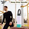 imageReebok Stainless Steel Sports Water Bottle  Double Wall Vacuum Insulated Leakproof BPA Free with Paracord Handle  Ideal for Work Travel Outdoor Gym Pack of 1 32 oz PurplePurple