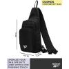 imageReebok Unisex Crossbody Sling Bags  Compact Convertible Strap Cross Body Bag Travel Sling Bag  Gym ampamp Travel Essential Size One Size Cosmos BlackCosmos Black With White Logo