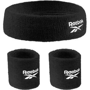 image3pc Unisex Athletic Sweatband Set  225in Workout Headband ampamp 325in Wristbands wStay Dry Technology Terry Cloth Band MoistureWicking Fabric  Quality Fitness Accessories for Active ComfortReebokBlack