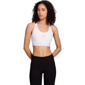 imageReebok High Speed Womens Medium Impact Sports Bra  with Removeable Cups ampamp Elastic Hem BandStark White