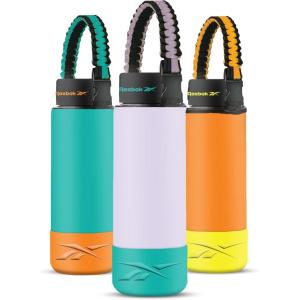 imageReebok Stainless Steel Sports Water Bottle  Double Wall Vacuum Insulated Leakproof BPA Free with Paracord Handle  Ideal for Work Travel Outdoor Gym Pack of 1 32 oz PurplePurple