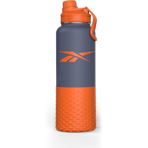 imageReebok Stainless Steel Water Bottle For Outdoor  Insulated Water Bottle 40 oz With Chug Lid ampamp Silicone Sleeves  Double Wall Vacuum Insulated Sports Water Bottle BPA Free OrangeNavyOrangeNavy
