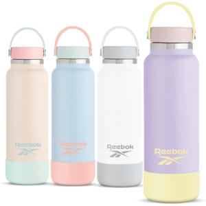 imageReebok Stainless Steel Wide Mouth Water Bottle With Flex Cap For Outdoor  32 oz  Double Wall Vacuum Insulated Sports Water Bottle With Silicone Sleeves BPA Free BluePurple