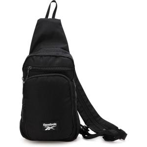 imageReebok Unisex Crossbody Sling Bags  Compact Convertible Strap Cross Body Bag Travel Sling Bag  Gym ampamp Travel Essential Size One Size Cosmos BlackCosmos Black With White Logo