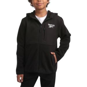 imageReebok Boys Jacket  Warm Polar Fleece Zip Up Hoodie Jacket for Boy  Lightweight Athletic Boys Comfort Hoodie 420Jet Black
